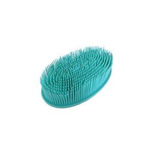 Cepillo ovalado de silicona para cuerpo y cabello que ayuda a masajear, exfoliar suavemente y estimular el cuero cabelludo y la piel.