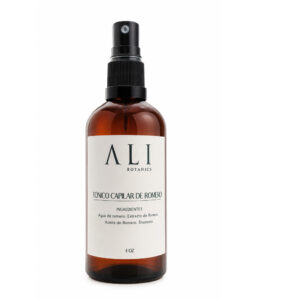 Tónico capilar de romero natural que ayuda a fortalecer el cabello y estimular el crecimiento capilar.