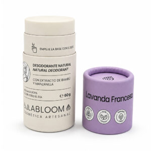 Desodorante natural de 60 g disponible en diferentes aromas para el cuidado diario de las axilas.